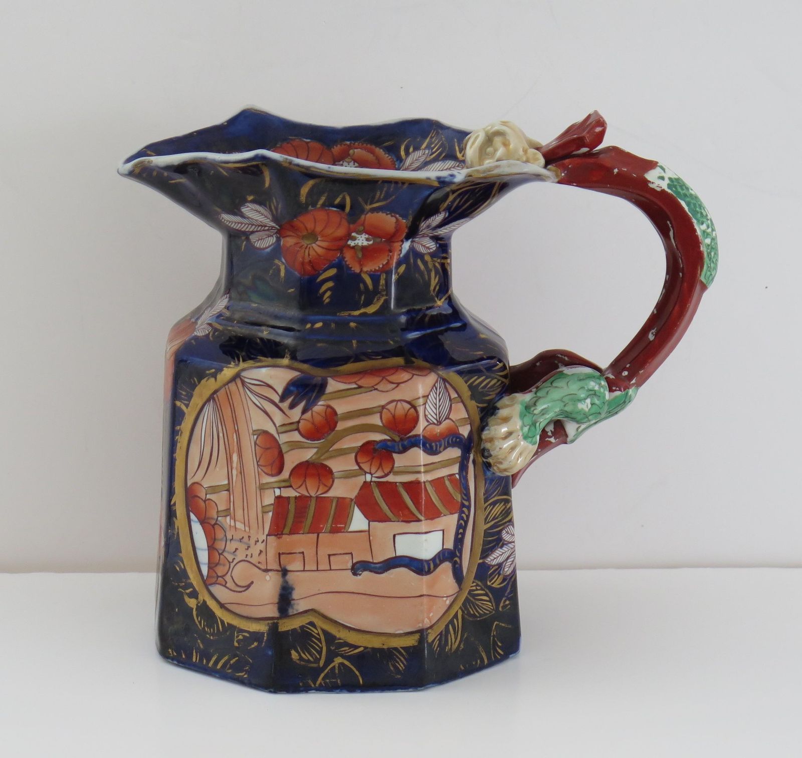 photo vinterior Georgian Masons Ironstone Large Jug Or Pitcher In School House Pattern, Ca 1818