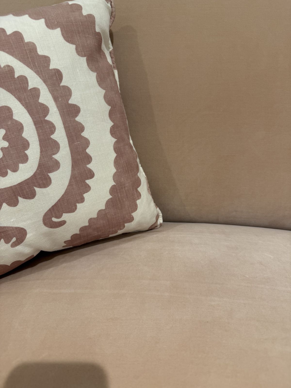 Upholstered Blush Pink Sofa photo furniture