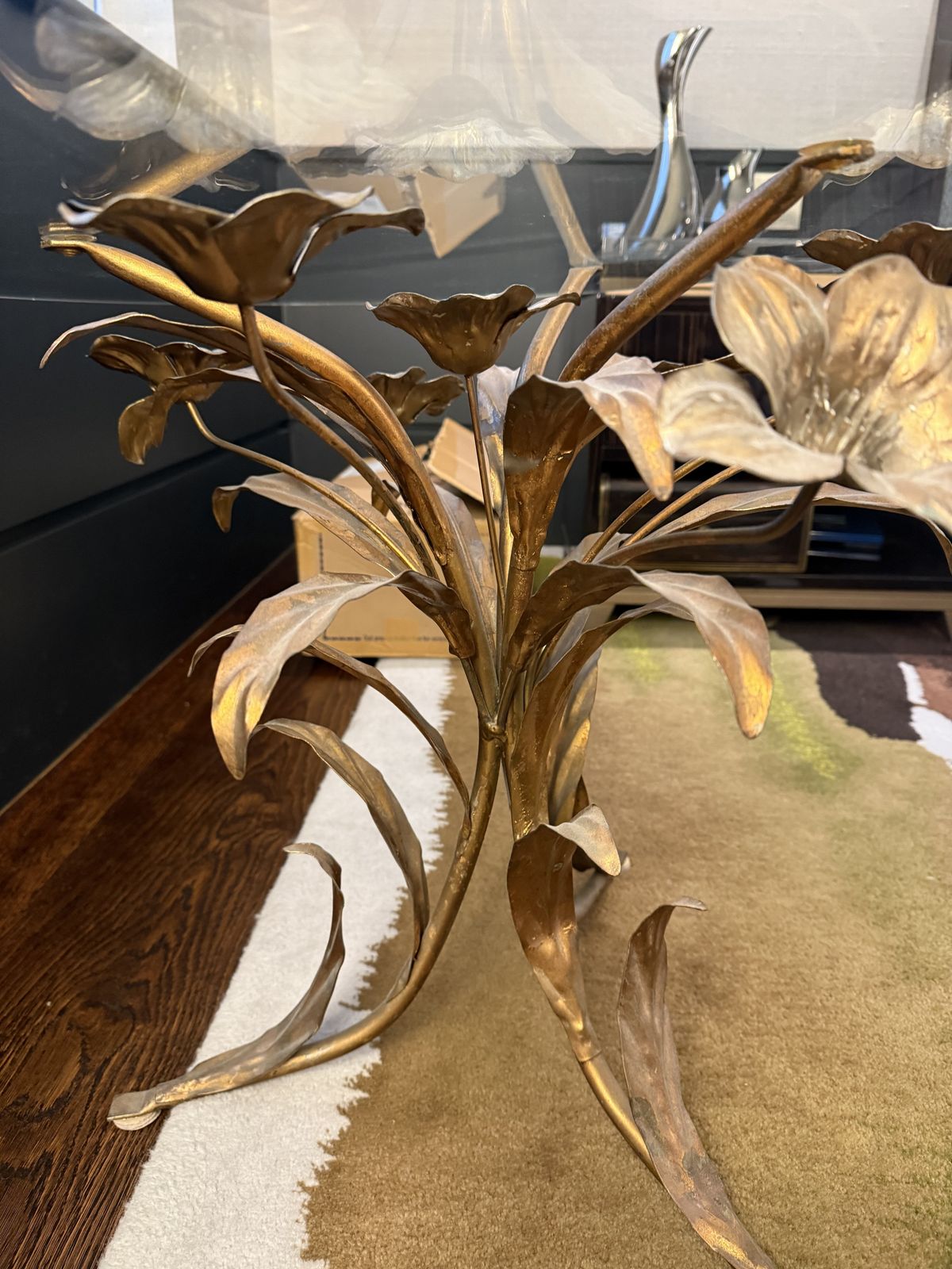 Vintage Gilt Metal Coffee Table By Hans Kogl photo Furniture