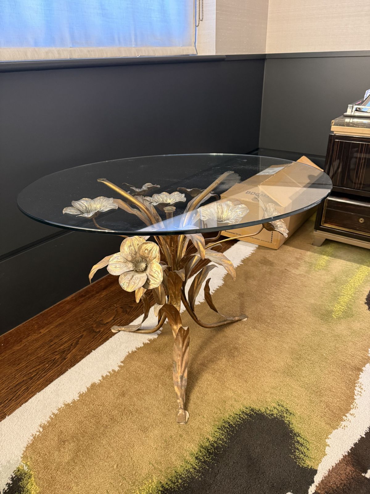 Vintage Gilt Metal Coffee Table By Hans Kogl photo vinterior