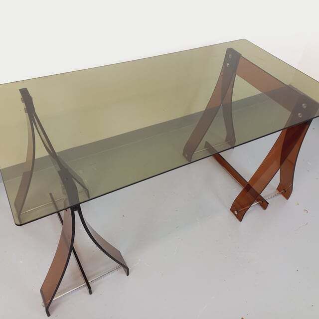 Marcello Gacita And Pierre Tiberi Desk In Smoked Glass And Plexiglass photo Furniture