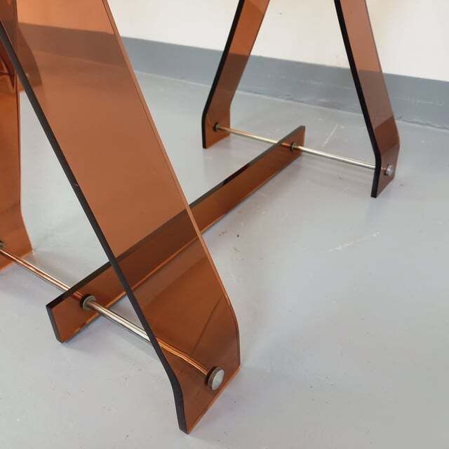 Furniture Marcello Gacita And Pierre Tiberi Desk In Smoked Glass And Plexiglass photo