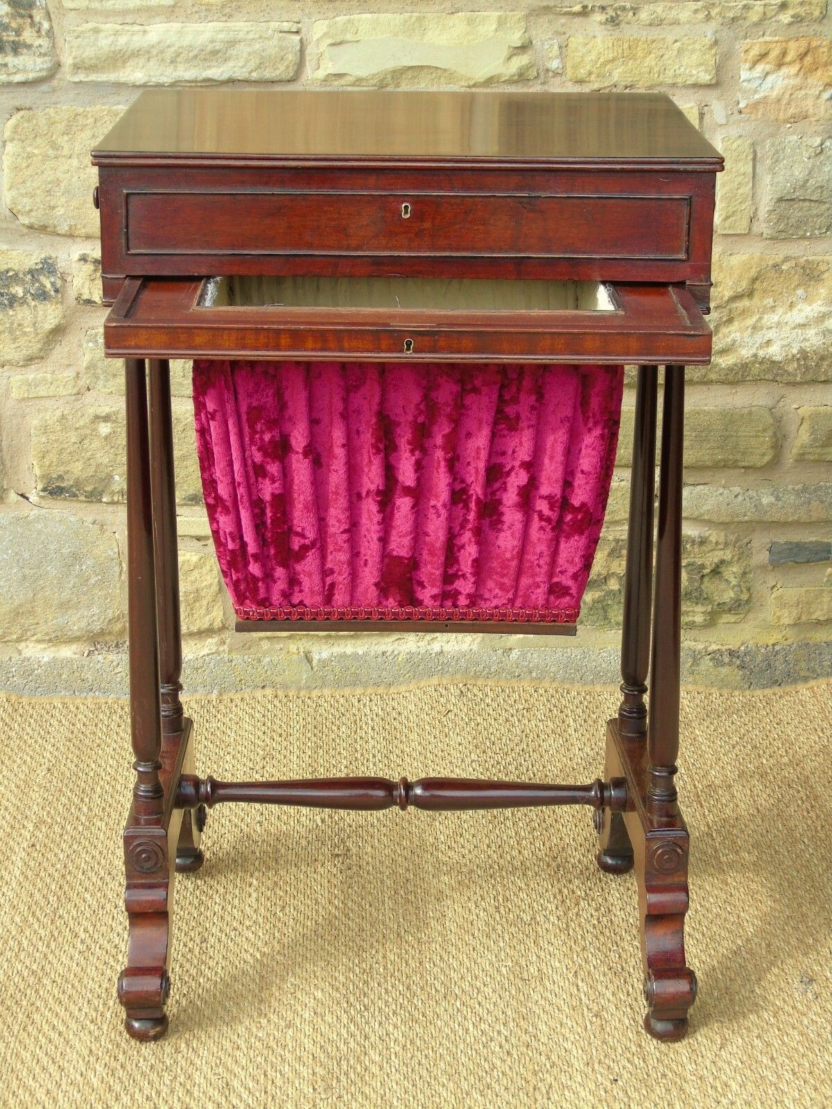 Furniture Good Early 19th Century Mahogany Sewing Table photo