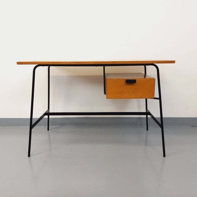 Pierre Paulin Modernist Desk In Oak And Metal photo Furniture