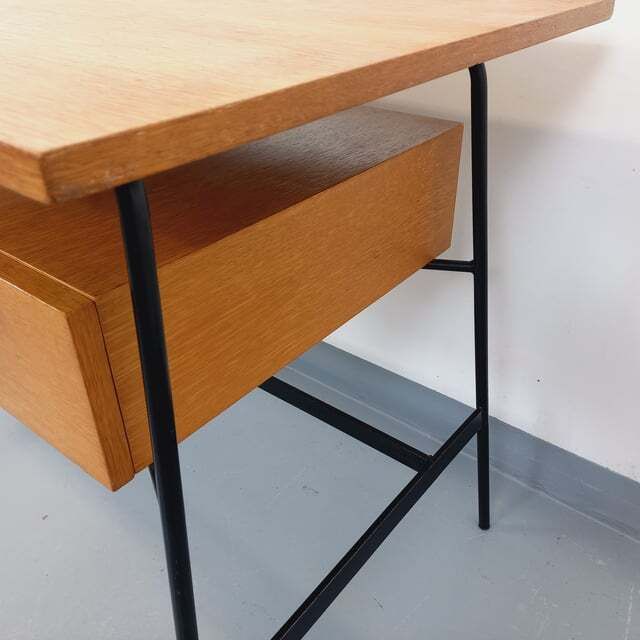 photo for sale Pierre Paulin Modernist Desk In Oak And Metal