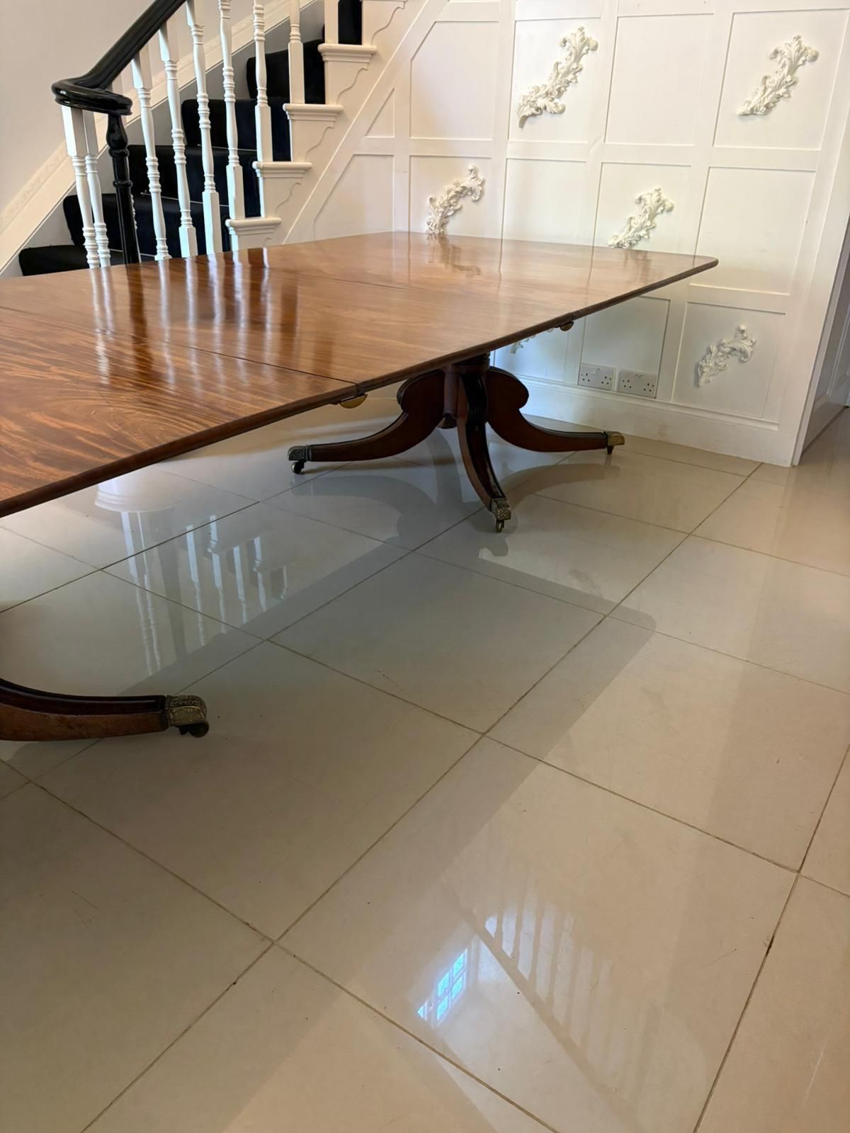 Outstanding Quality 16 Seater Antique Figured Mahogany Two Pilar Dining Table photo buy