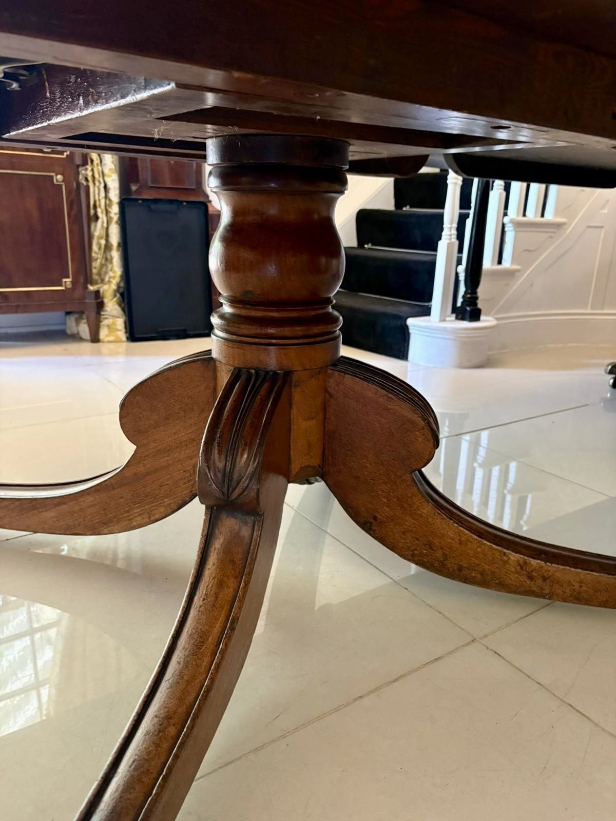 Furniture Outstanding Quality 16 Seater Antique Figured Mahogany Two Pilar Dining Table photo