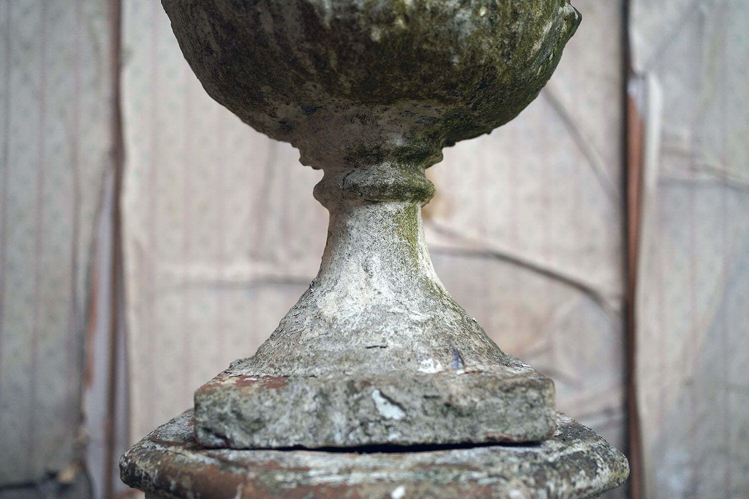 A Late 19thc Painted Stone Garden Tazza Urn On Stand C.1900 photo vinterior