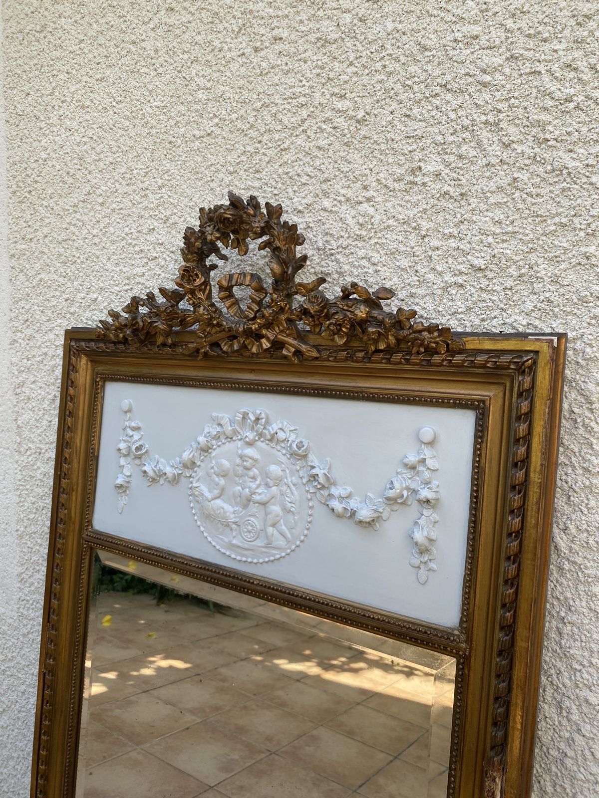 photo vinterior Louis XVI Style Mirror In Gilded Wood With Gold Leaf, 74x150cm
