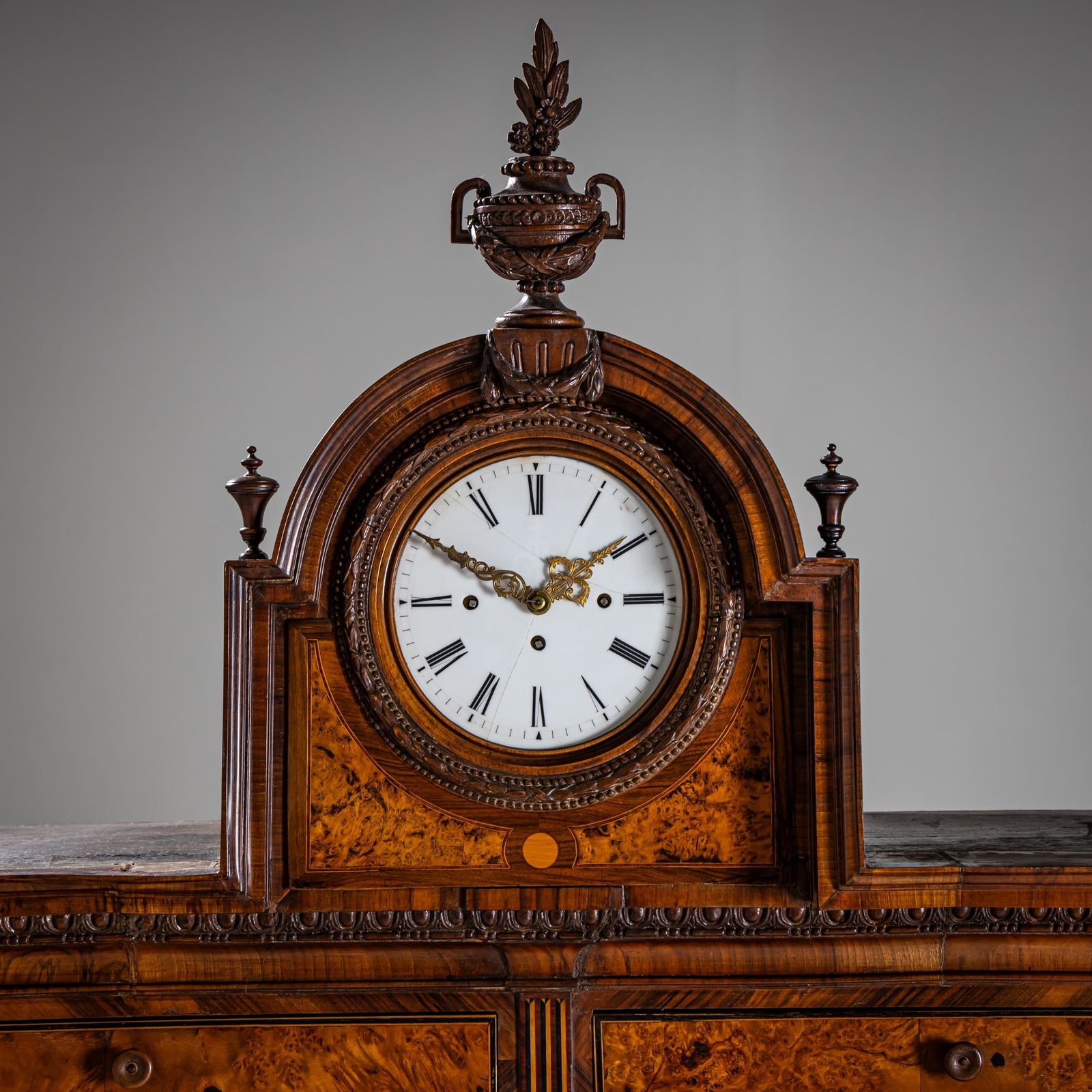 Neoclassical Cylinder Secretary Desk With Clock, Circa 1780 photo Furniture