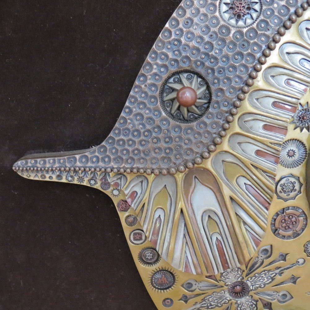 Art Giovanni  Schoeman Brutalist Cold Cast Metal Sculpture Fish Wall Hanging photo