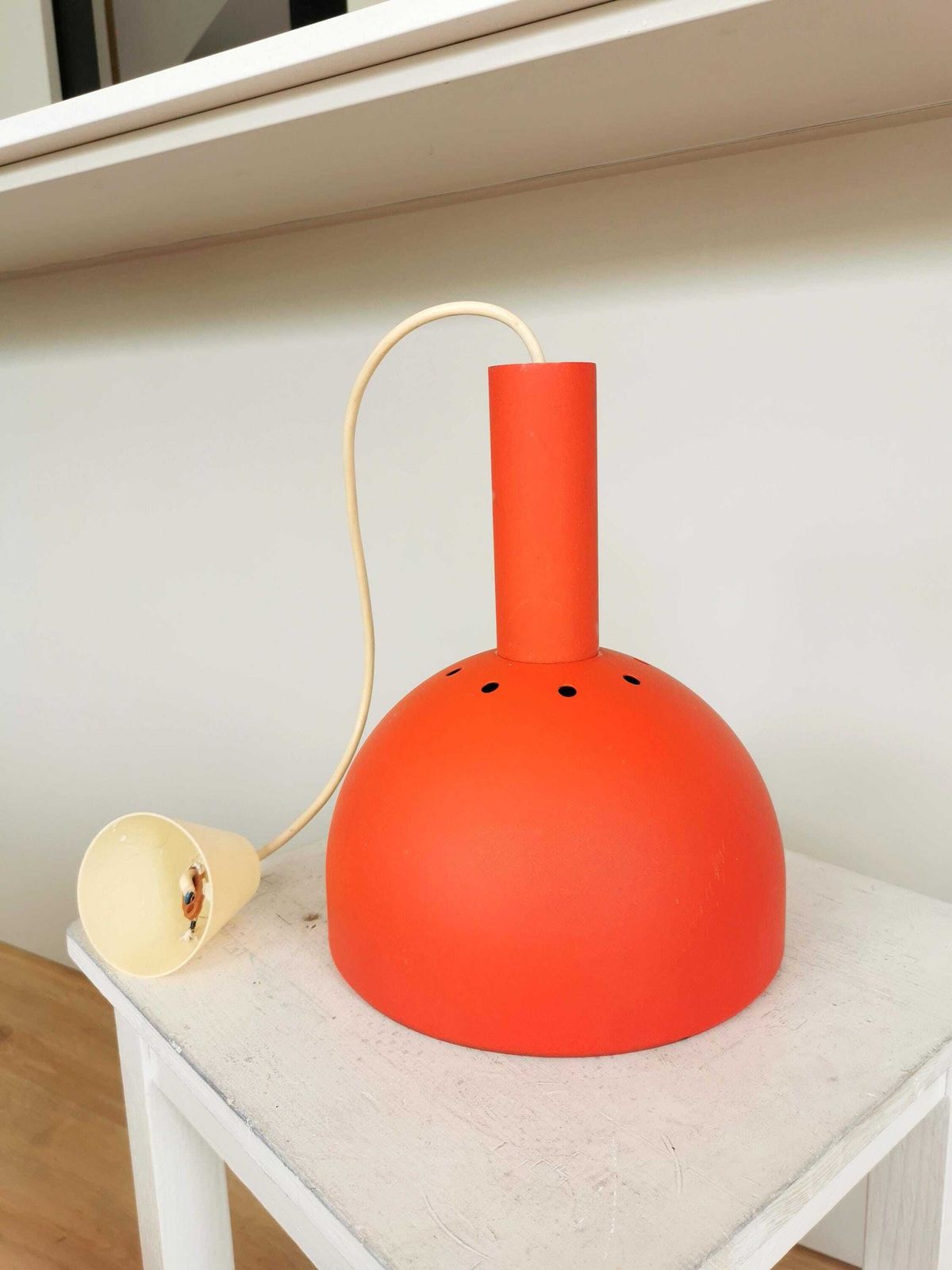 Vintage Orange Pendant Light / Mid Century Chrome Pendant Lamp / 1970s Yugoslavia / Space Age Lamp / Atomic Lamp Ceiling Light