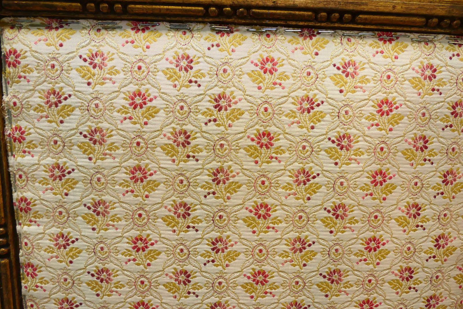 French Upholstered 4 Fold Screen, Gilt Mirror Room Divider photo 1800.0
