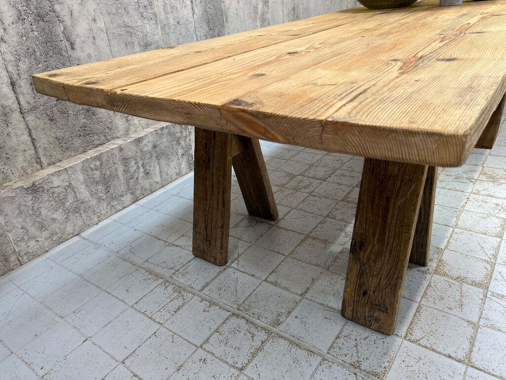 285cm Solid Pine Trestle Dining Table photo 1255.0