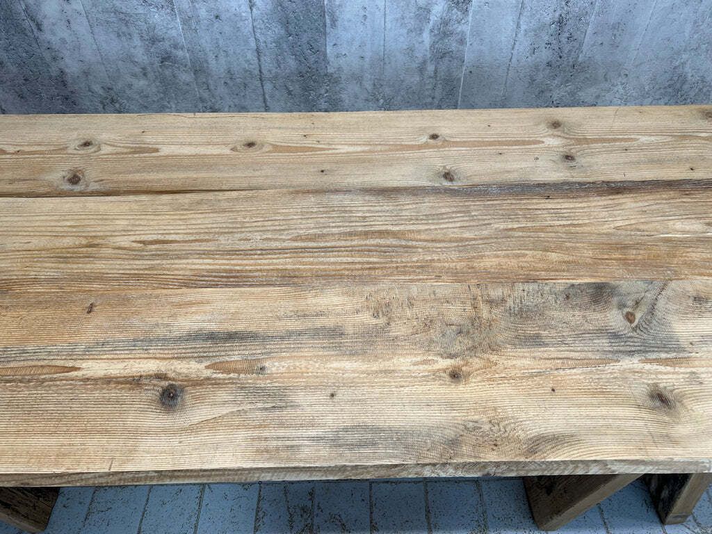 285cm Solid Pine Trestle Dining Table photo vintage