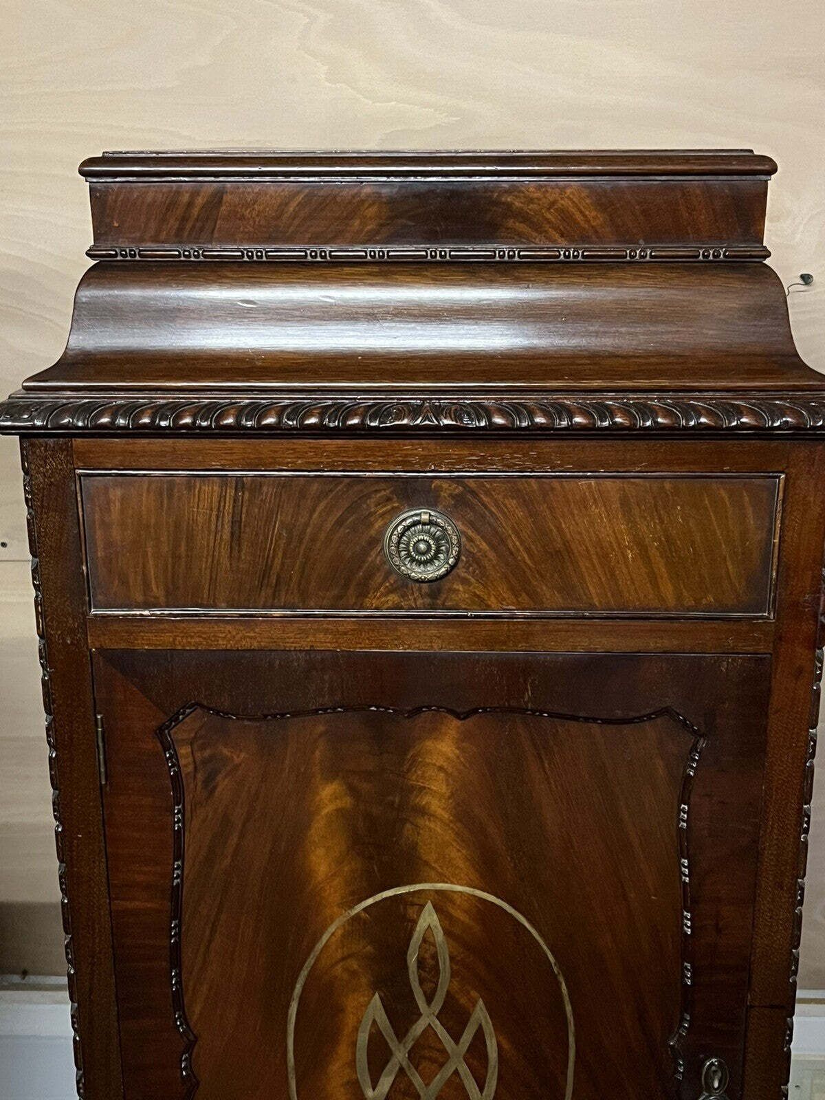 Furniture Edwardian Mahogany Wine Cabinet Celleratte, Wine Storage & Drawer. photo