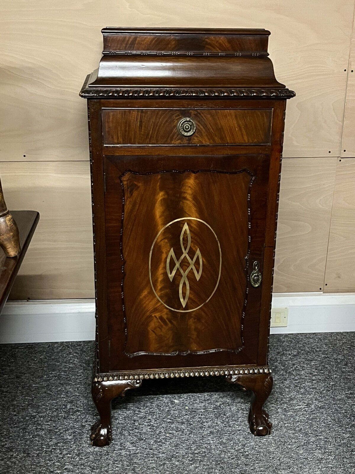 photo buy Edwardian Mahogany Wine Cabinet Celleratte, Wine Storage & Drawer.