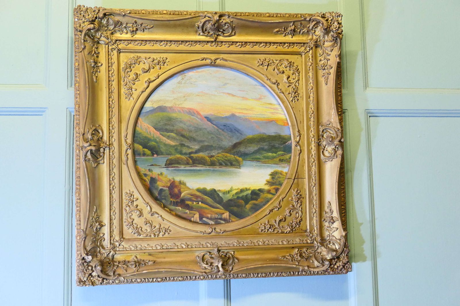 Unsigned Victorian Landscape In A Large Square Frame photo furniture