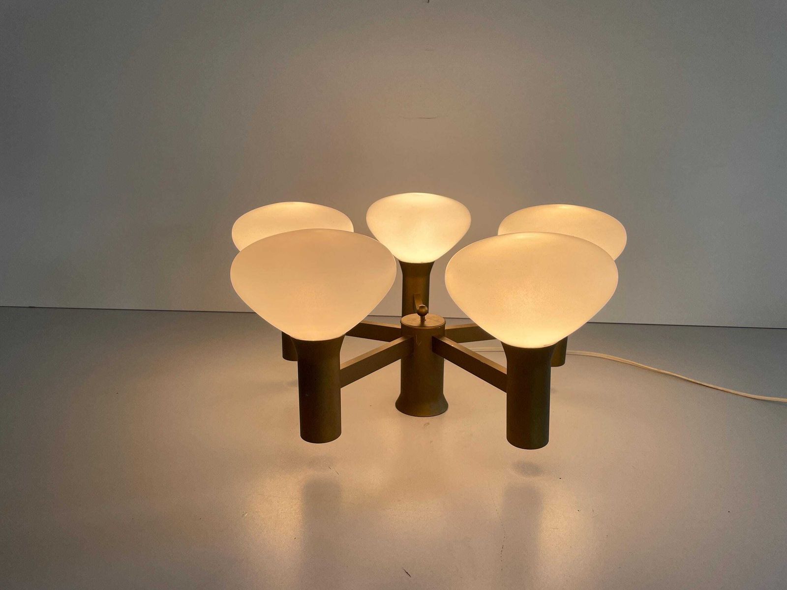 5 Ball Glass And Metal Body Atomic Flush Mount Light, 1960s, Germany photo vinterior