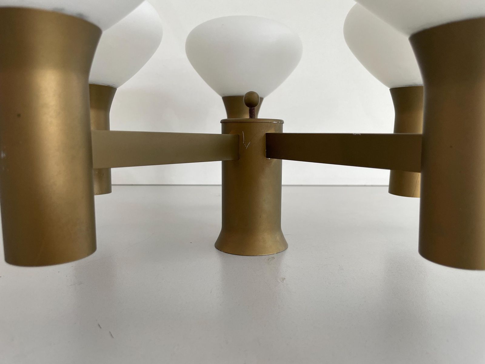5 Ball Glass And Metal Body Atomic Flush Mount Light, 1960s, Germany photo buy