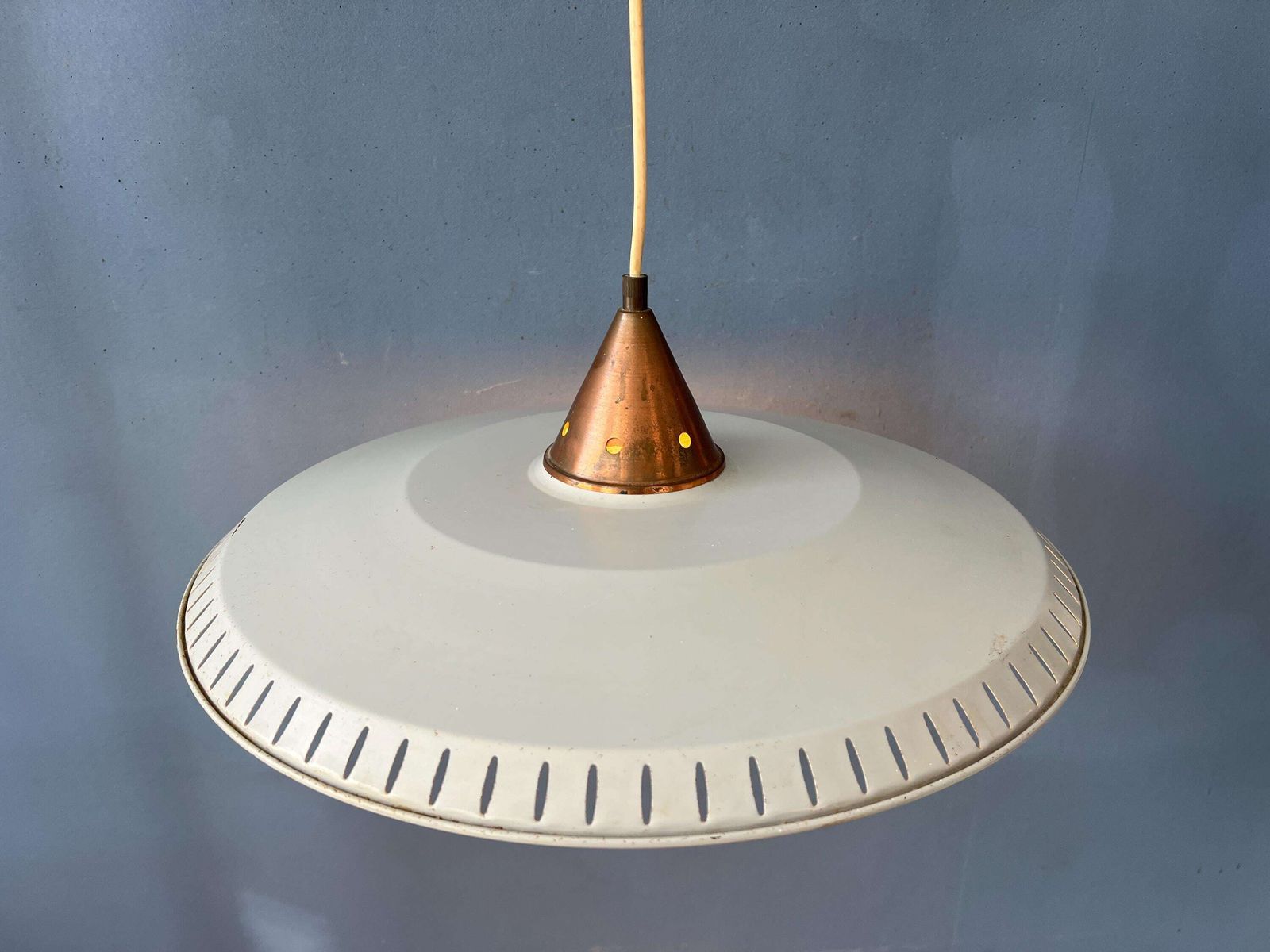 Vintage Louis Kalff Emaille Opaalglaze Hanglamp photo furniture