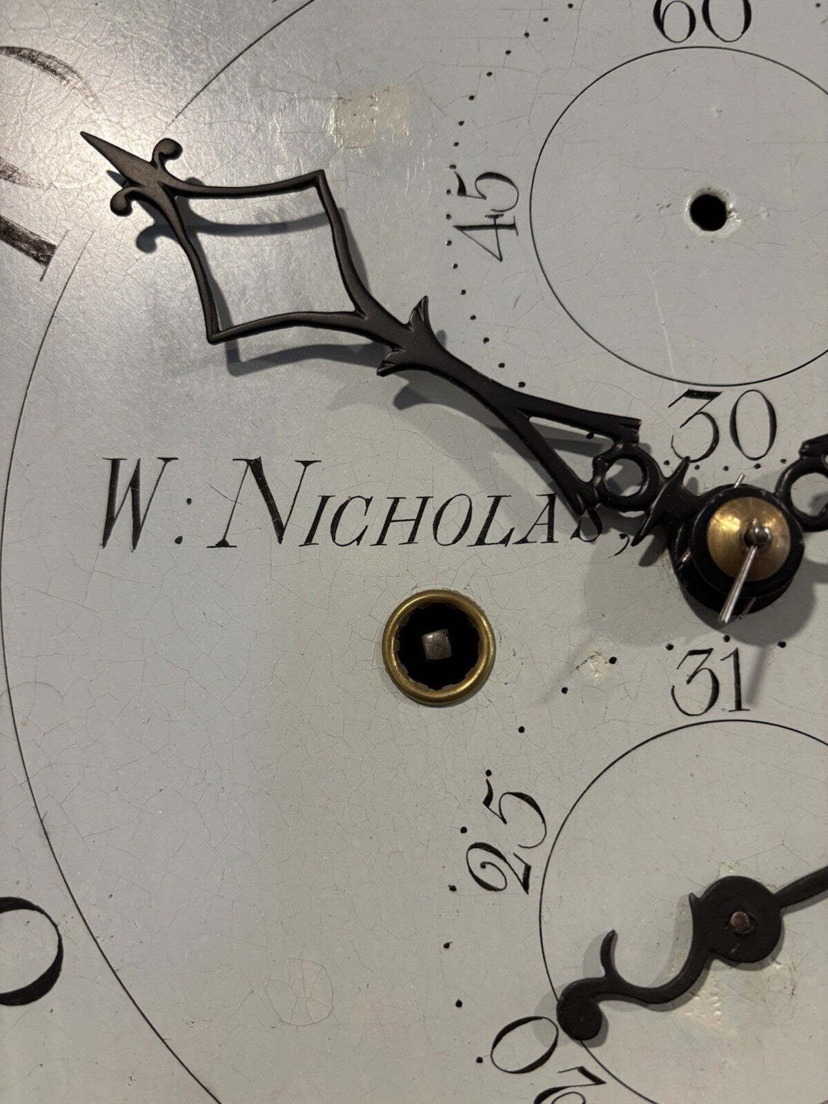 Birmingham, W Nicholas Georgian 8 Day Painted Face, Oak Longcase Clock. photo Home Decor