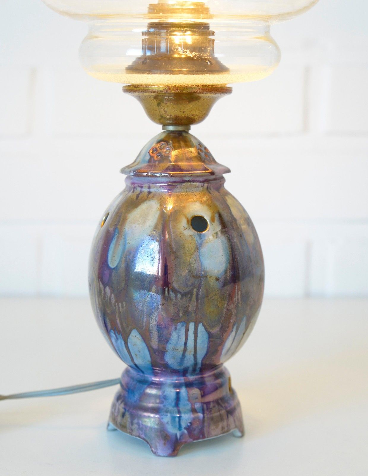 Handmade Vintage Ceramic Porcelain Table Lamp / Made In Yugoslavia In The 1960's photo vinterior