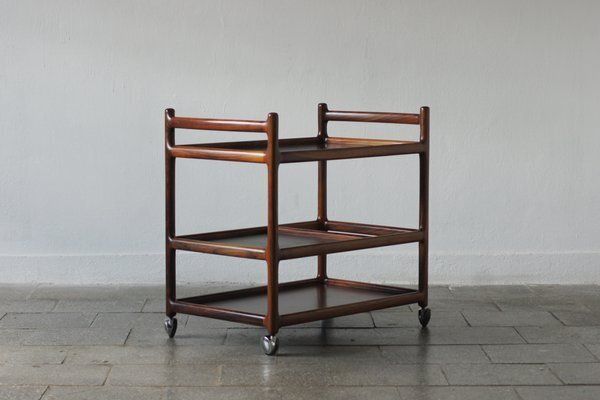 Mid Century Modern Danish Serving Trolley In Rosewood By Henning Korch For Silkeborg, 1960s