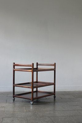 Mid Century Modern Danish Serving Trolley In Rosewood By Henning Korch For Silkeborg, 1960s photo Furniture