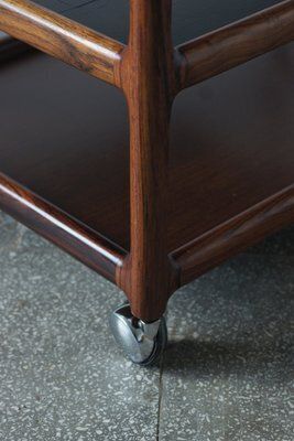 Furniture Mid Century Modern Danish Serving Trolley In Rosewood By Henning Korch For Silkeborg, 1960s photo
