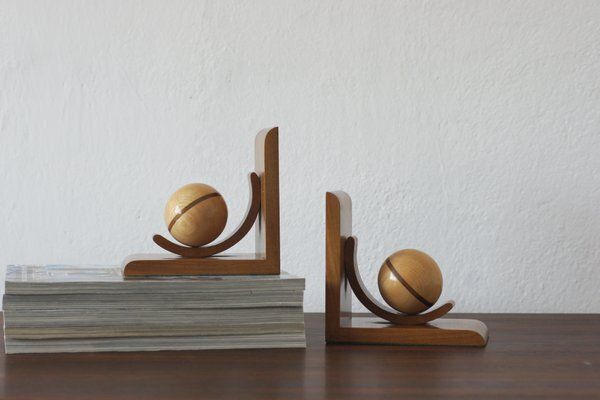 Mid Century Modern Wooden Bookends, 1940s, Set Of 2 photo for sale