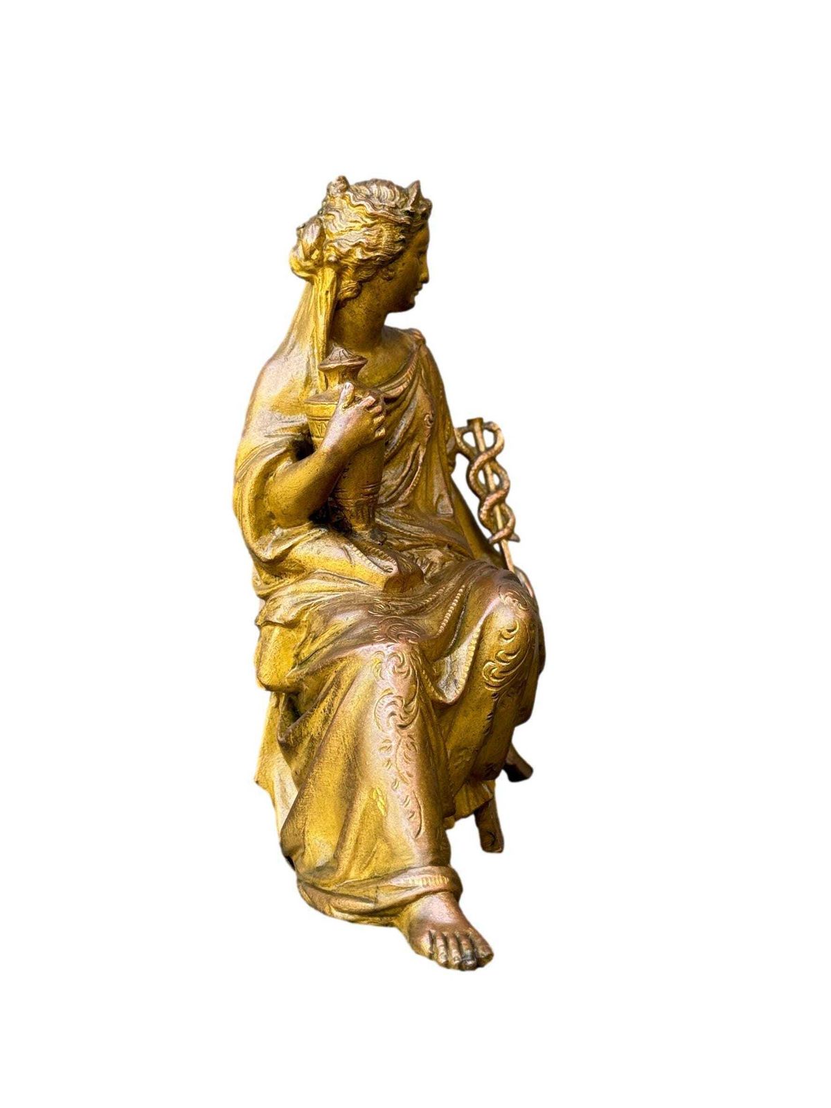Antique French Gilded Spelter Statue, Allegory Of Commerce, 19th Prosperity Figure, Unique Gift photo vintage