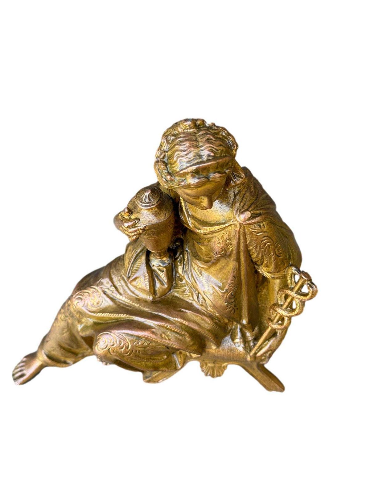 photo furniture Antique French Gilded Spelter Statue, Allegory Of Commerce, 19th Prosperity Figure, Unique Gift