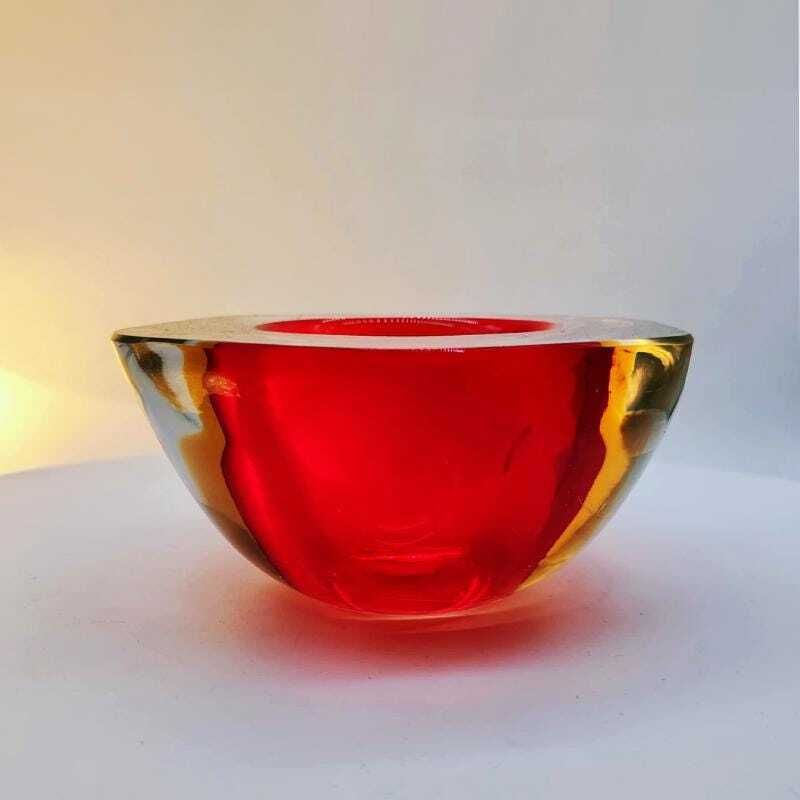 1960s Big Stunning Geode   Ashtray In Murano Glass By Flavio Poli For Seguso. Made In Italy