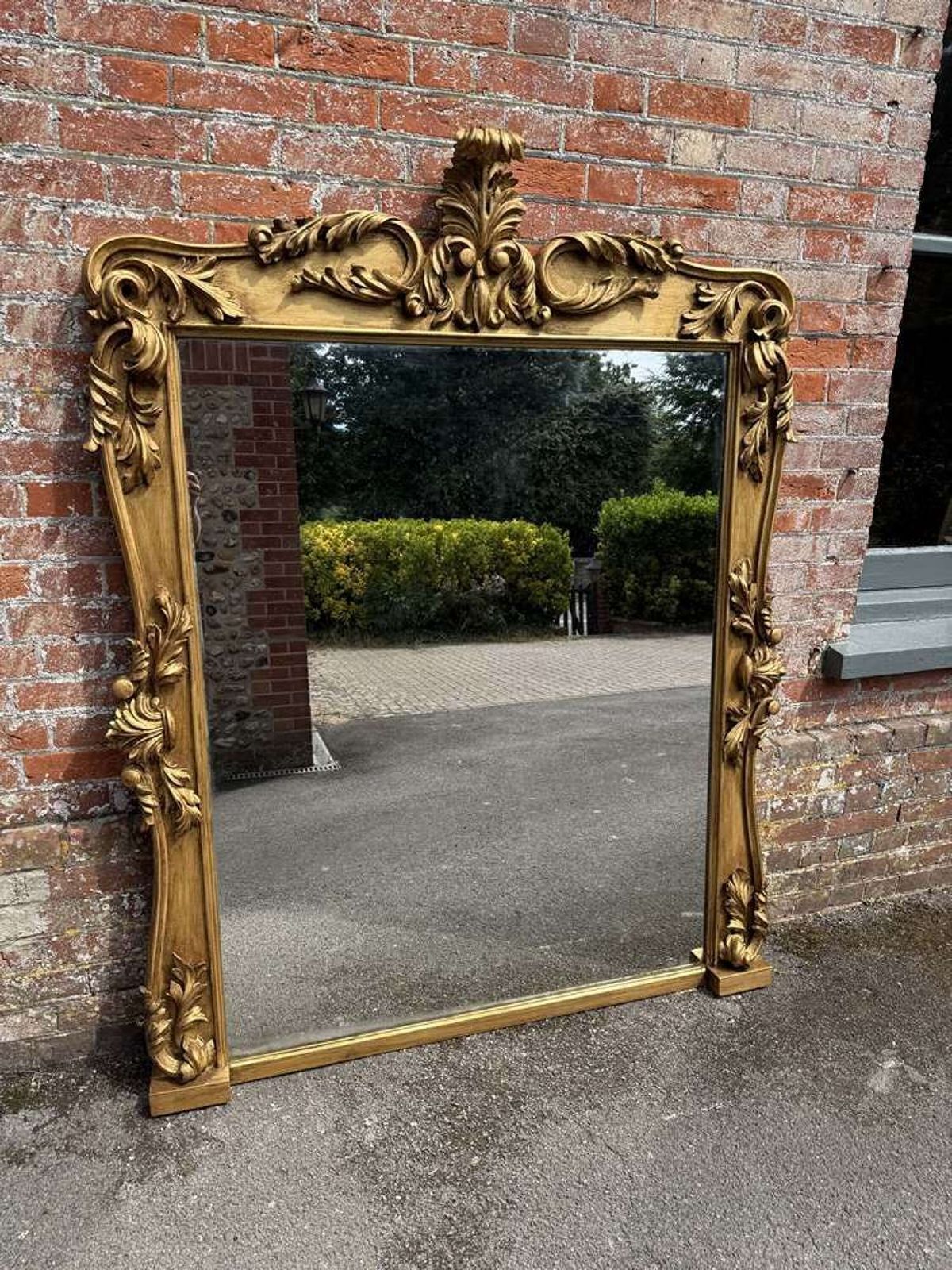 A Spectacular Large Antique English 19th C Gilt Overmantle Mirror.