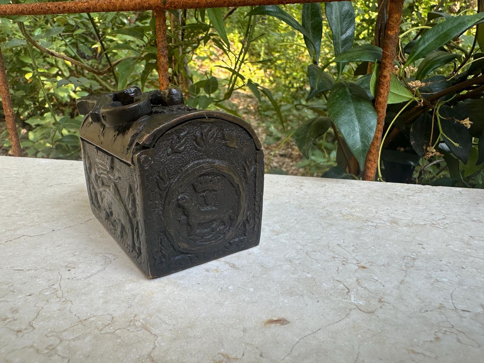 Rare Antique Small 19th Century Bronze Box, Medieval Style, Gift For Her photo Home Decor
