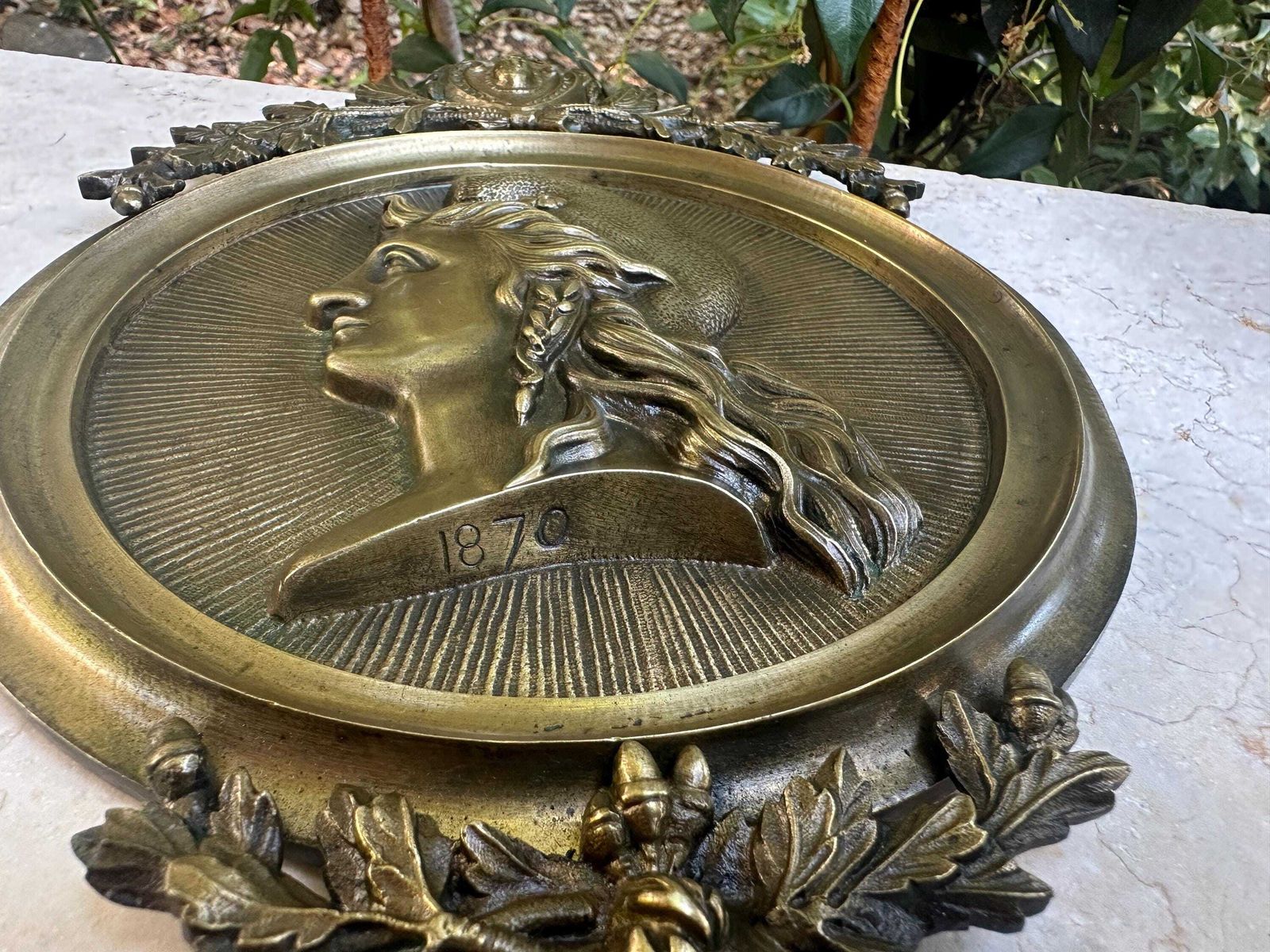 French Antique Bronze Plaque Of Marianne, Phrygian Bonnet, Rf , 1870, French Republic, Art Patriotique Xixe photo buy