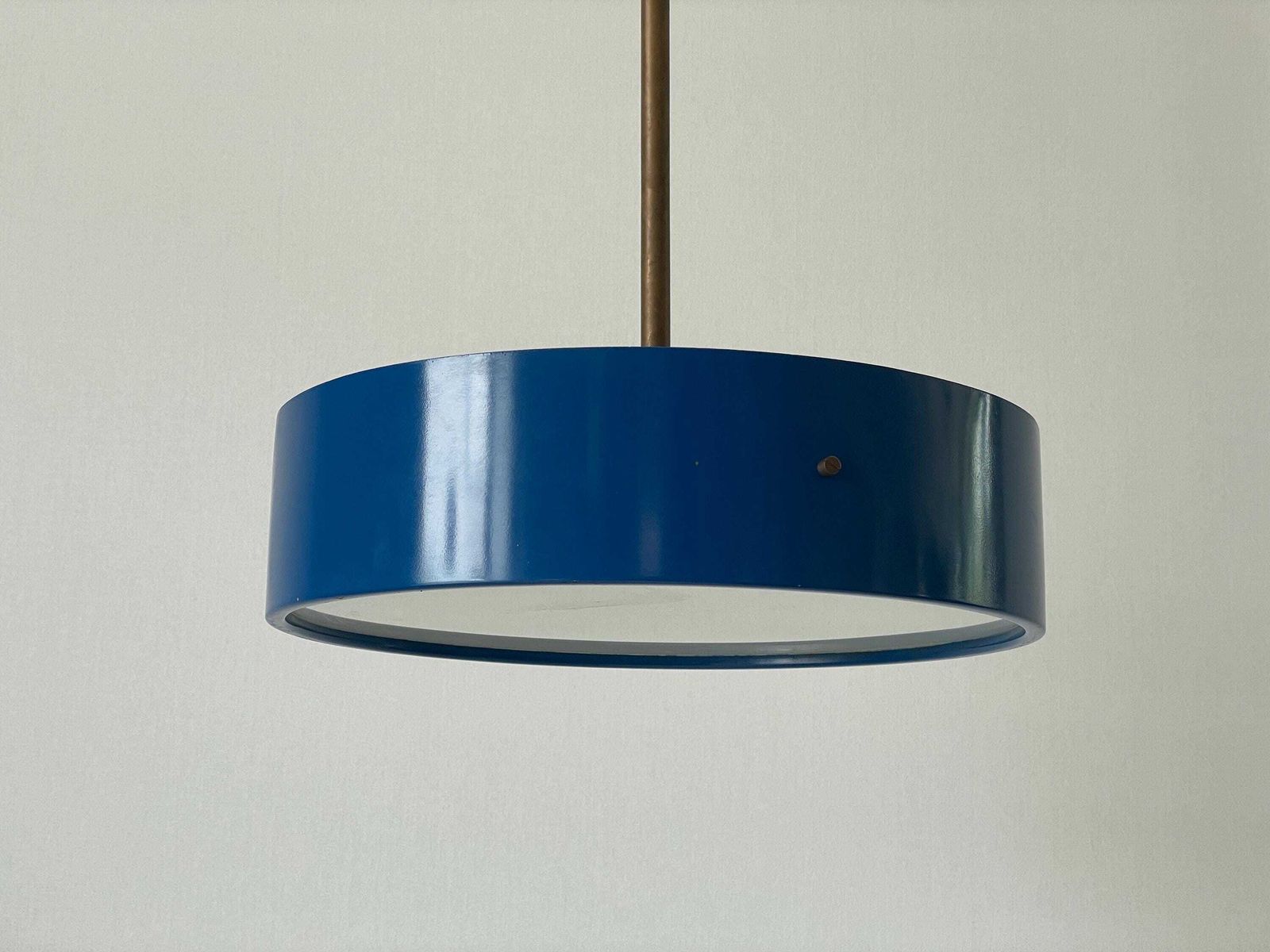 Plexiglass And Dark Blue Metal Body Pendant Lamp By Stilnovo, 1950s, Italy photo furniture