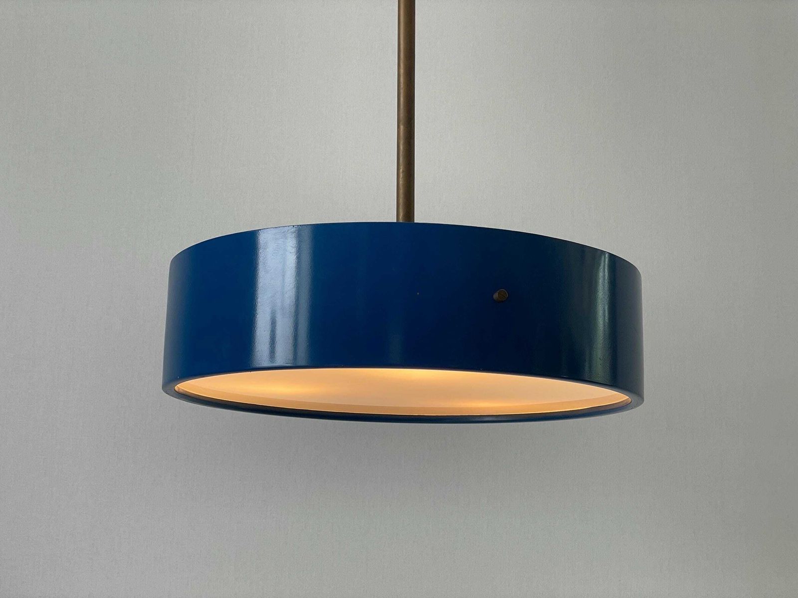 Plexiglass And Dark Blue Metal Body Pendant Lamp By Stilnovo, 1950s, Italy photo vintage