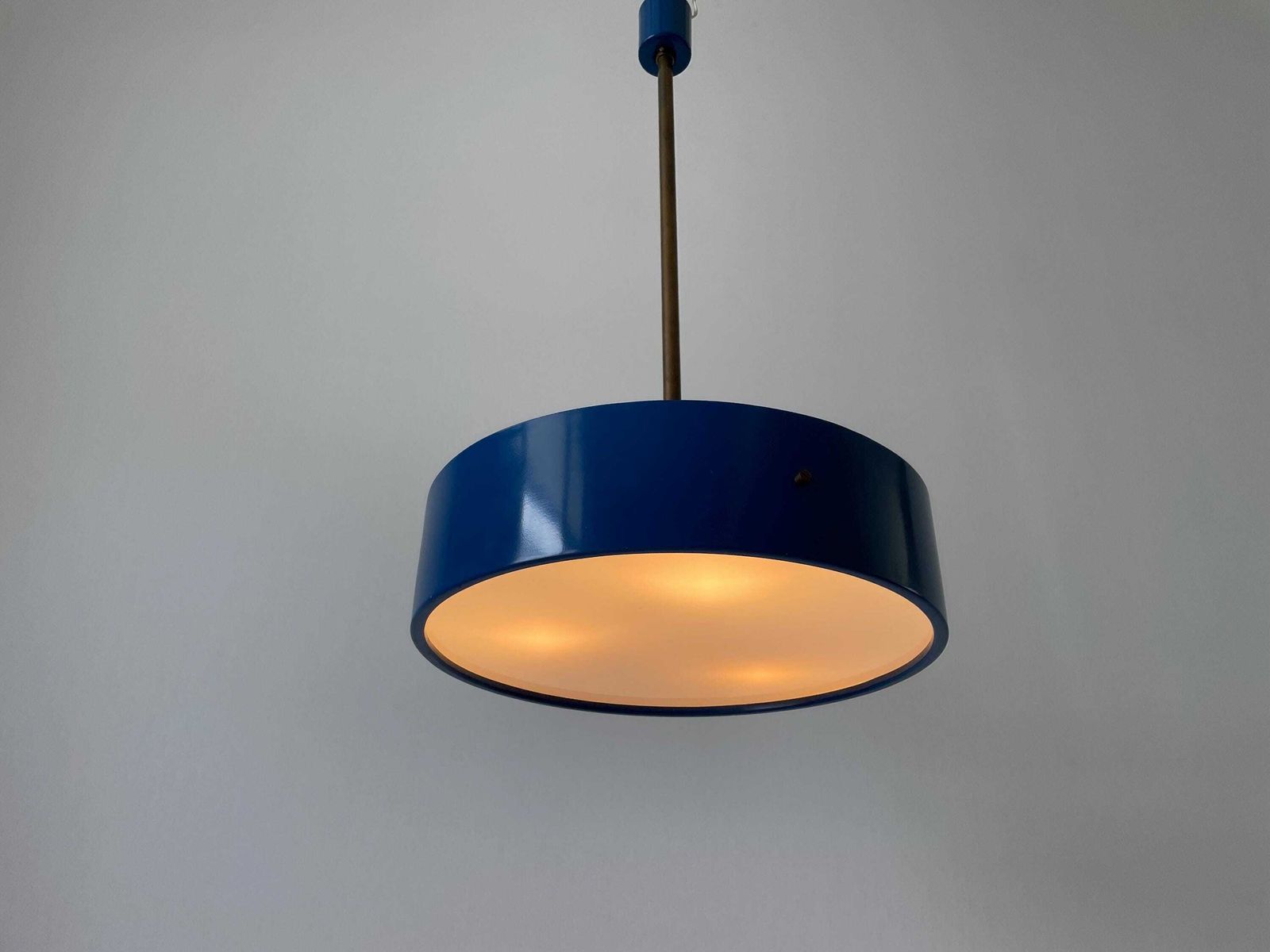 photo furniture Plexiglass And Dark Blue Metal Body Pendant Lamp By Stilnovo, 1950s, Italy