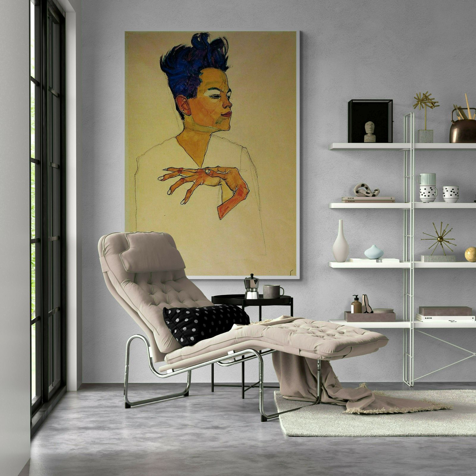 Large Canvas Paper Egon Schiele Mid Century Wall Art Picture