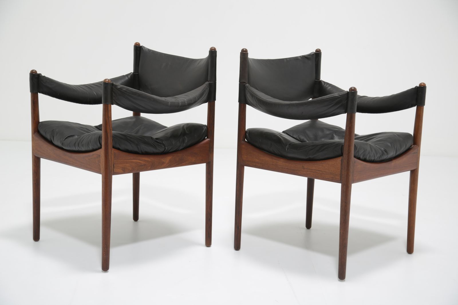 photo buy Kristian Vedel 'Modus' Eetstoelen: Set Van 8, Zeldzaam Palissander & Zwart Leer, Voor Søren Willadsen, Denemarken, Jaren 1960
