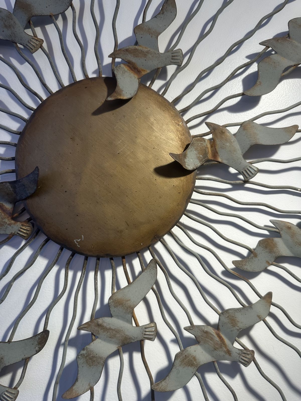 Midcentury Modern Metal Radial Sunburst Sculpture ‘Birds In Flight’, 1970 photo buy