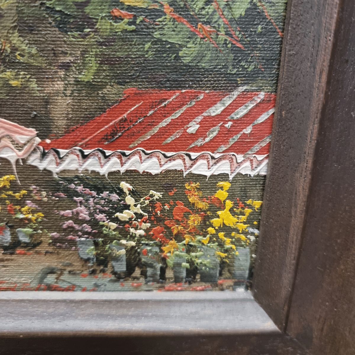 Vintage Oil Painting With Parisian Flower Market Frederic, 1970s photo 145.0