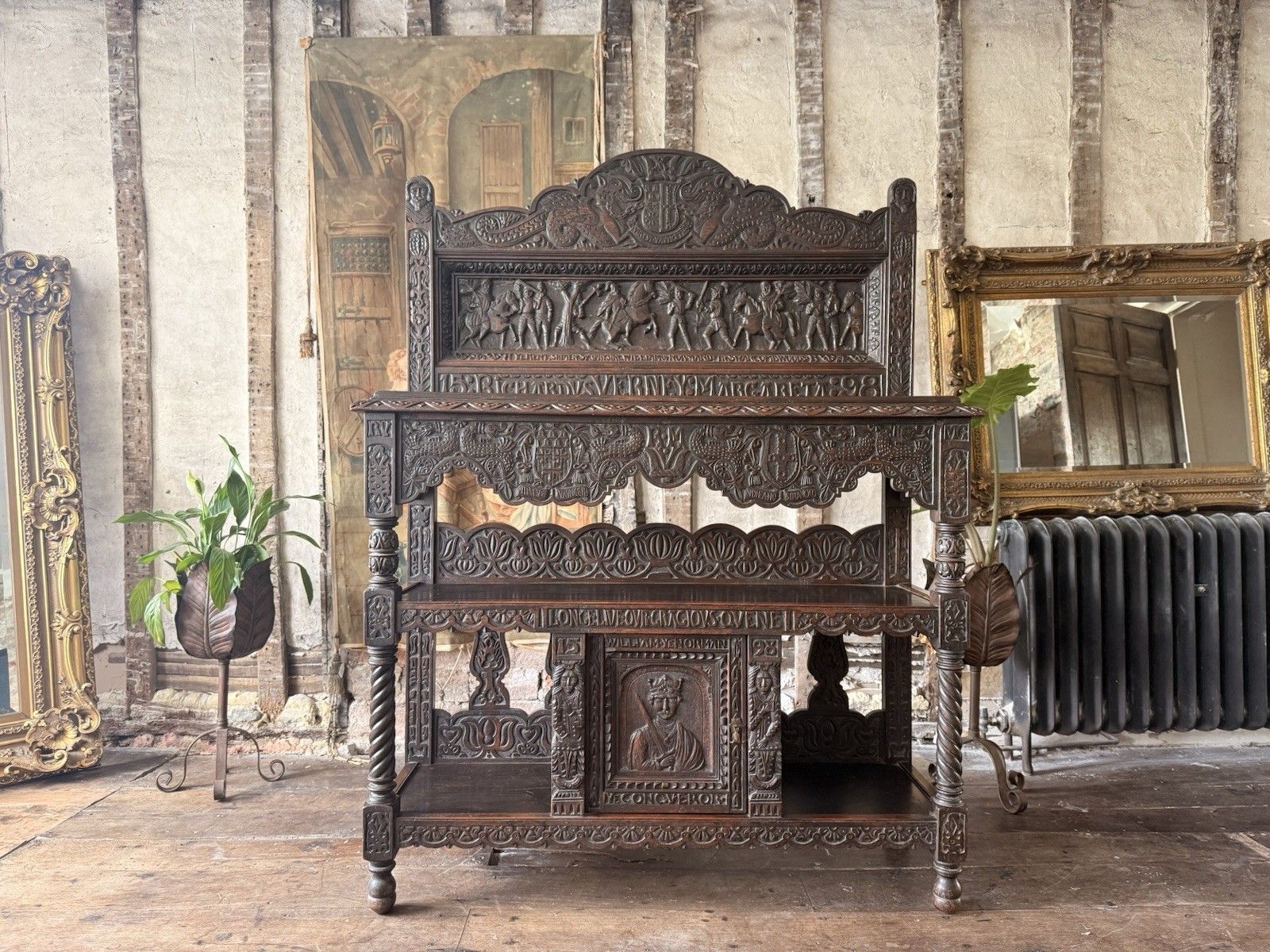 Important Antiquarin  Antique Buffet Dresser Sideboard  George Shaw Engrave 1598