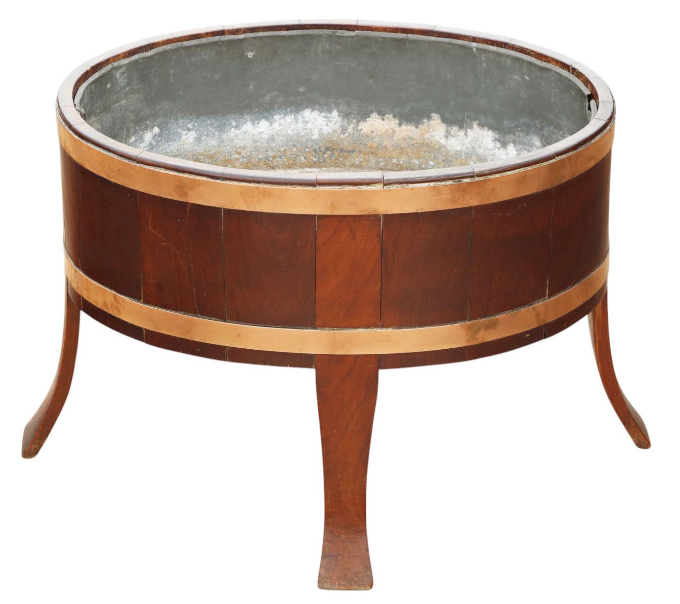 Antique C.1800 Georgian Mahogany & Brass Wine Cooler, Planter Or Log Basket – Quality Period Piece