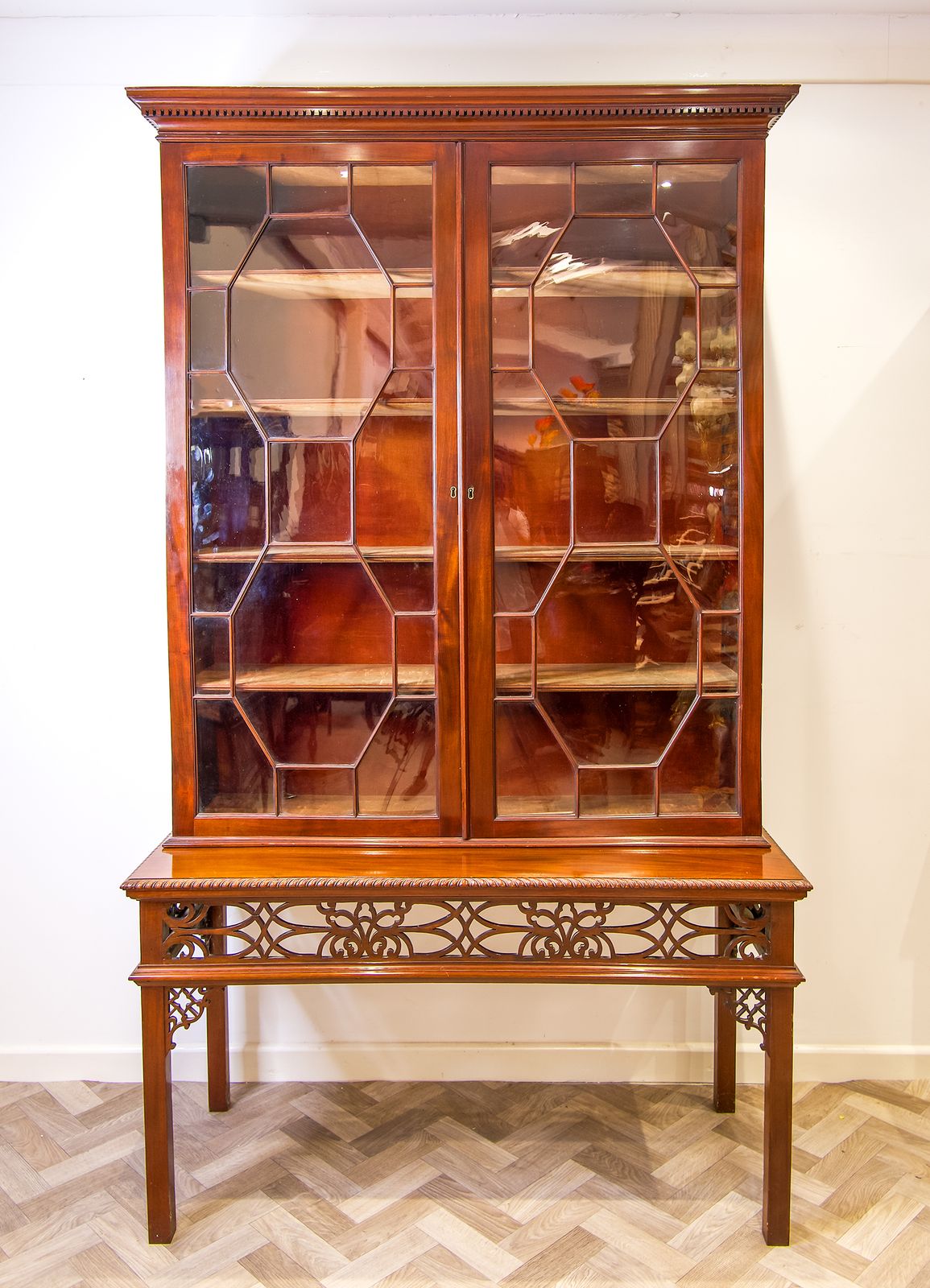 Antique Carved Mahogany Bookcase On Stand photo furniture