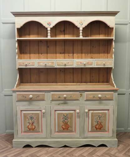 A Superb Artisan Painted Farmhouse Kitchen Pine Dresser photo furniture