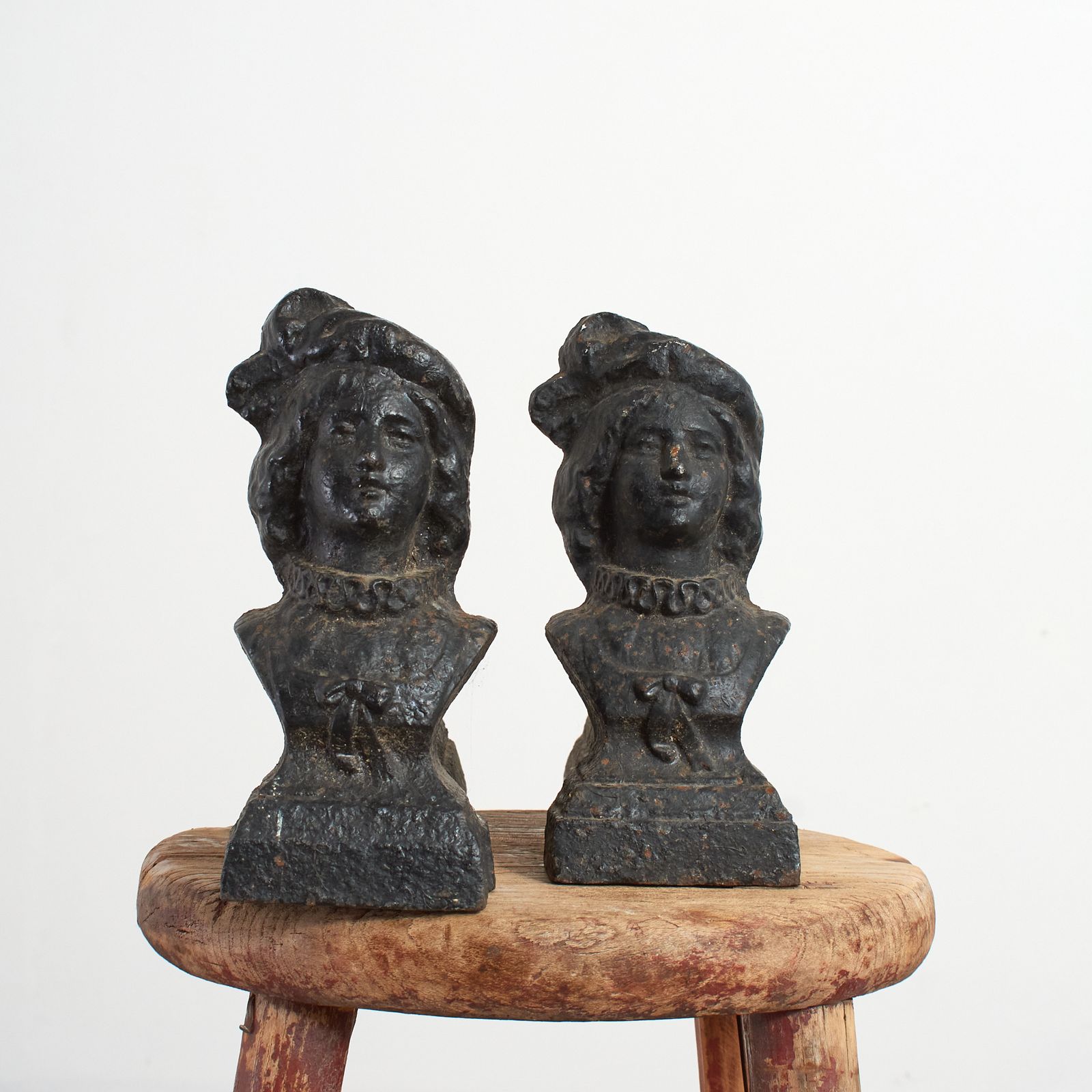 Pair Of French Victorian Iron Fire Dog Andirons – Female photo 153.0