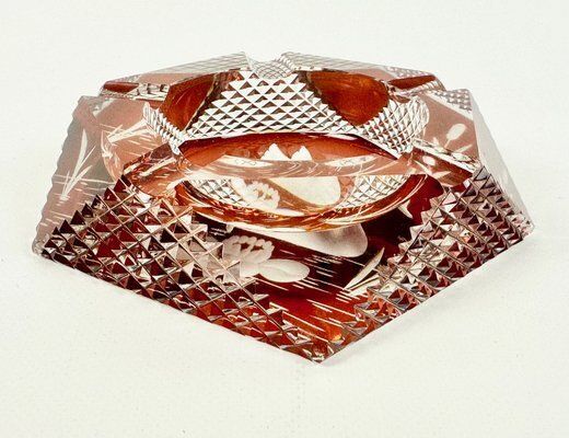 Polish Glass Ashtray With Swan From Julia Glassworks, 1960s